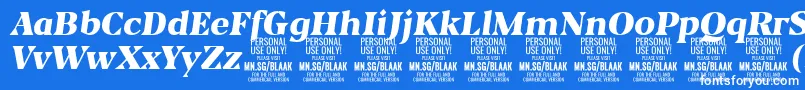 BlaakBlackItalic PERSONAL-Schriftart – Weiße Schriften auf blauem Hintergrund