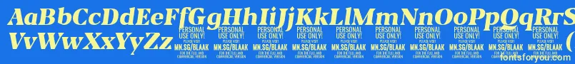 BlaakBlackItalic PERSONAL Font – Yellow Fonts on Blue Background