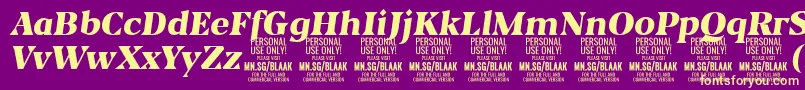 フォントBlaakBlackItalic PERSONAL – 紫の背景に黄色のフォント