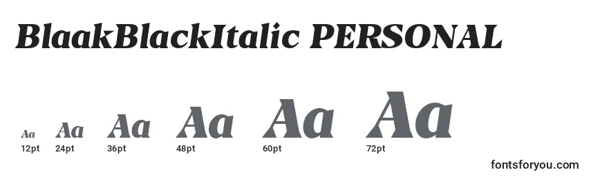 BlaakBlackItalic PERSONAL Font Sizes