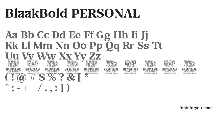 BlaakBold PERSONAL-fontti – aakkoset, numerot, erikoismerkit
