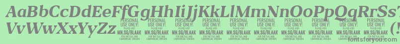 BlaakBoldItalic PERSONAL-Schriftart – Graue Schriften auf grünem Hintergrund