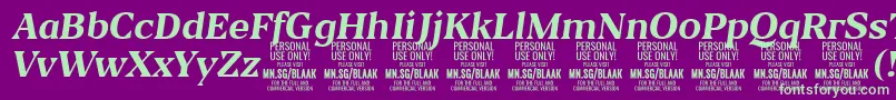 BlaakBoldItalic PERSONAL Font – Green Fonts on Purple Background