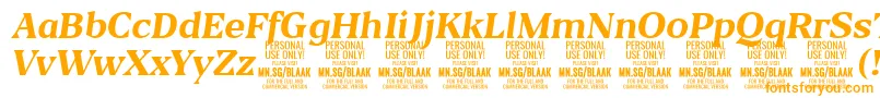 BlaakBoldItalic PERSONAL Font – Orange Fonts on White Background