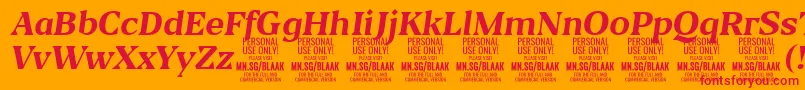 BlaakBoldItalic PERSONAL-Schriftart – Rote Schriften auf orangefarbenem Hintergrund