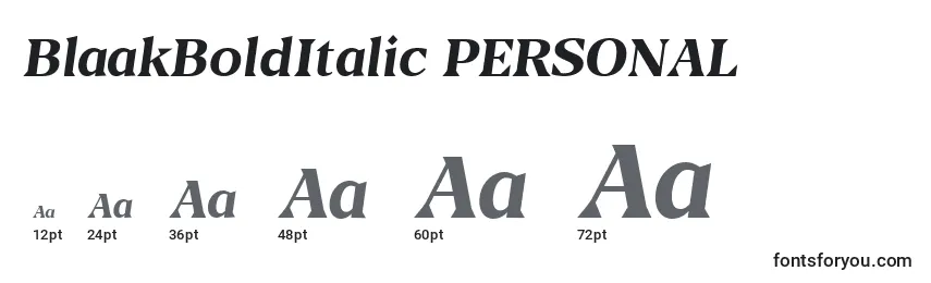 Размеры шрифта BlaakBoldItalic PERSONAL