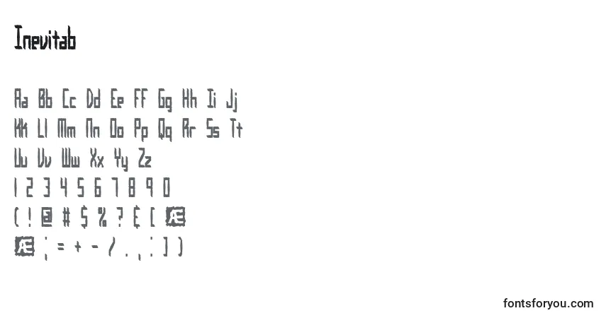 Czcionka Inevitab – alfabet, cyfry, specjalne znaki