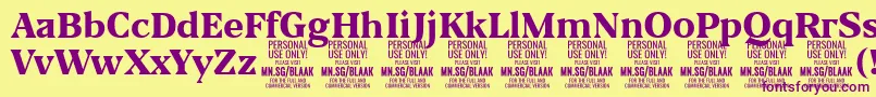 BlaakExtraBold PERSONAL Font – Purple Fonts on Yellow Background