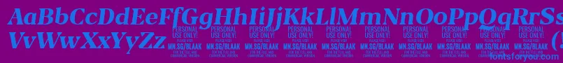 BlaakExtraBoldItalic PERSONAL-Schriftart – Blaue Schriften auf violettem Hintergrund