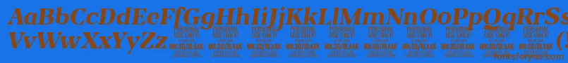 BlaakExtraBoldItalic PERSONAL Font – Brown Fonts on Blue Background