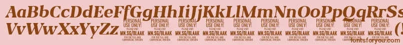 BlaakExtraBoldItalic PERSONAL-Schriftart – Braune Schriften auf rosa Hintergrund