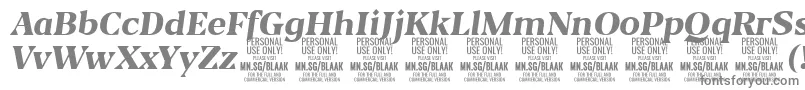 BlaakExtraBoldItalic PERSONAL-fontti – harmaat kirjasimet valkoisella taustalla