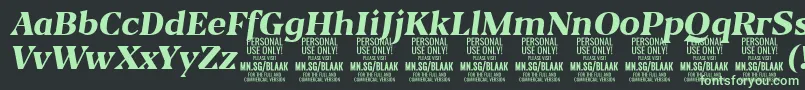 BlaakExtraBoldItalic PERSONAL Font – Green Fonts on Black Background