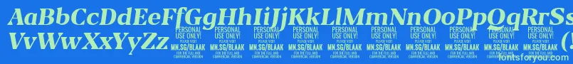 BlaakExtraBoldItalic PERSONAL Font – Green Fonts on Blue Background