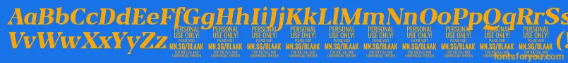 BlaakExtraBoldItalic PERSONAL Font – Orange Fonts on Blue Background