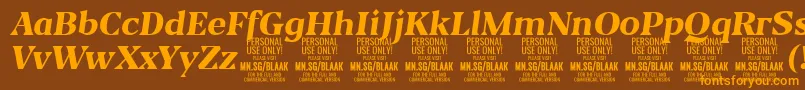 BlaakExtraBoldItalic PERSONAL Font – Orange Fonts on Brown Background