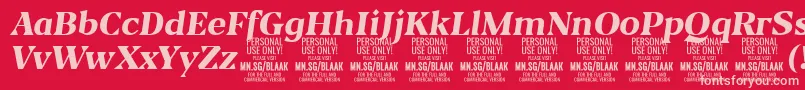 BlaakExtraBoldItalic PERSONAL Font – Pink Fonts on Red Background