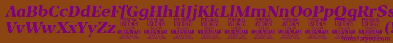 BlaakExtraBoldItalic PERSONAL Font – Purple Fonts on Brown Background