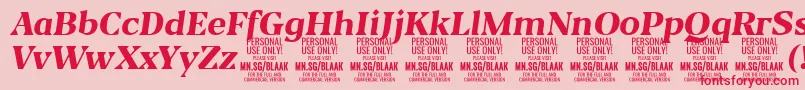 BlaakExtraBoldItalic PERSONAL Font – Red Fonts on Pink Background