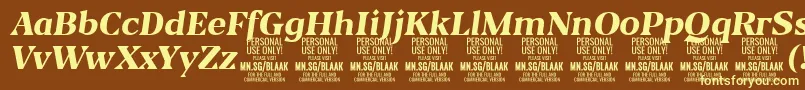 BlaakExtraBoldItalic PERSONAL Font – Yellow Fonts on Brown Background