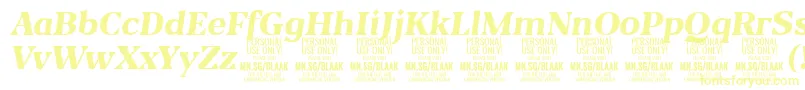 BlaakExtraBoldItalic PERSONAL Font – Yellow Fonts on White Background