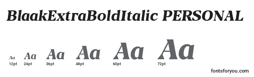 Größen der Schriftart BlaakExtraBoldItalic PERSONAL