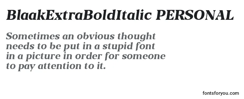 Review of the BlaakExtraBoldItalic PERSONAL Font