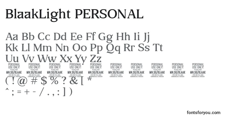 Fuente BlaakLight PERSONAL - alfabeto, números, caracteres especiales