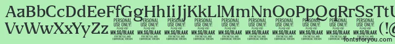 BlaakLight PERSONAL-fontti – mustat fontit vihreällä taustalla