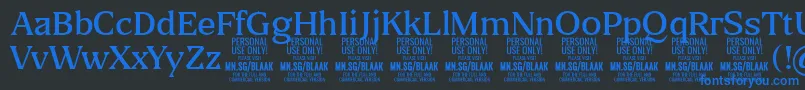 BlaakLight PERSONAL-fontti – siniset fontit mustalla taustalla