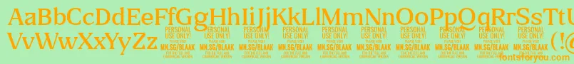 BlaakLight PERSONAL Font – Orange Fonts on Green Background