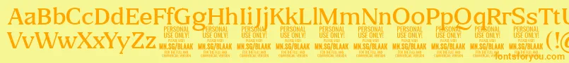 BlaakLight PERSONAL Font – Orange Fonts on Yellow Background