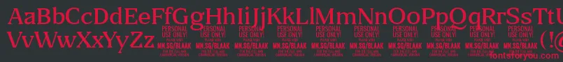 BlaakLight PERSONAL Font – Red Fonts on Black Background