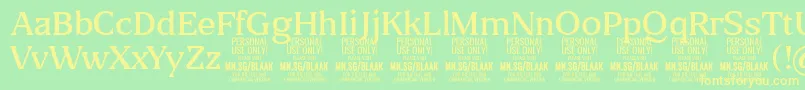 BlaakLight PERSONAL Font – Yellow Fonts on Green Background