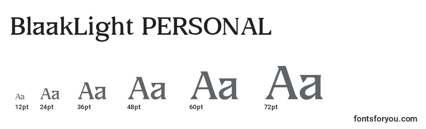 Размеры шрифта BlaakLight PERSONAL