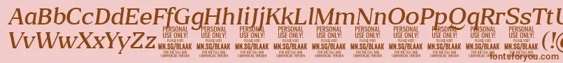 BlaakLightItalic PERSONAL Font – Brown Fonts on Pink Background