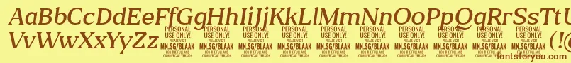 Шрифт BlaakLightItalic PERSONAL – коричневые шрифты на жёлтом фоне