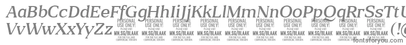 フォントBlaakLightItalic PERSONAL – 白い背景に灰色の文字