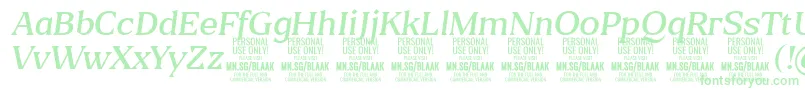 フォントBlaakLightItalic PERSONAL – 緑のフォント