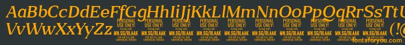 フォントBlaakLightItalic PERSONAL – 黒い背景にオレンジの文字