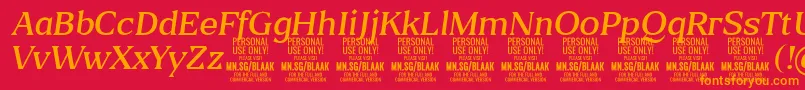 BlaakLightItalic PERSONAL Font – Orange Fonts on Red Background