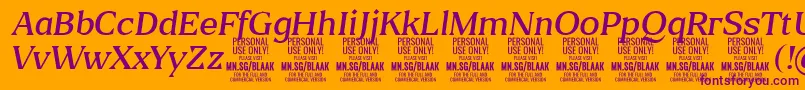 フォントBlaakLightItalic PERSONAL – オレンジの背景に紫のフォント