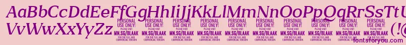 BlaakLightItalic PERSONAL-Schriftart – Violette Schriften auf rosa Hintergrund