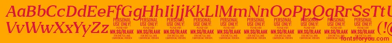 BlaakLightItalic PERSONAL Font – Red Fonts on Orange Background
