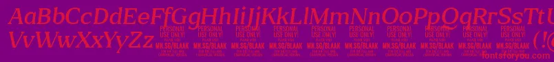 Fonte BlaakLightItalic PERSONAL – fontes vermelhas em um fundo violeta