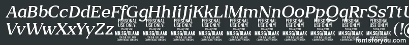 フォントBlaakLightItalic PERSONAL – 白い文字