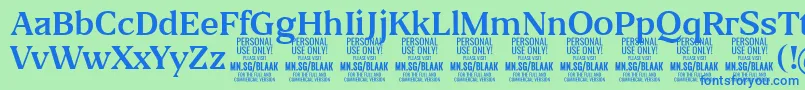 BlaakRegular PERSONAL Font – Blue Fonts on Green Background