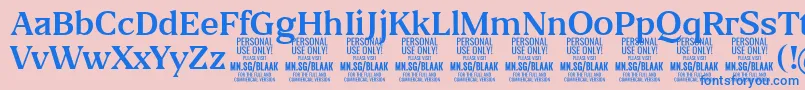 BlaakRegular PERSONAL-Schriftart – Blaue Schriften auf rosa Hintergrund