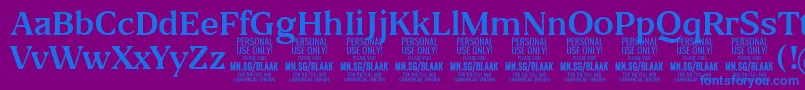 フォントBlaakRegular PERSONAL – 紫色の背景に青い文字