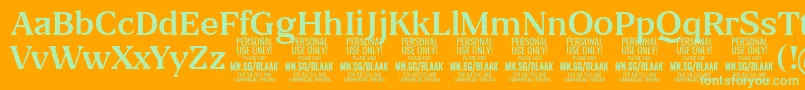 BlaakRegular PERSONAL Font – Green Fonts on Orange Background